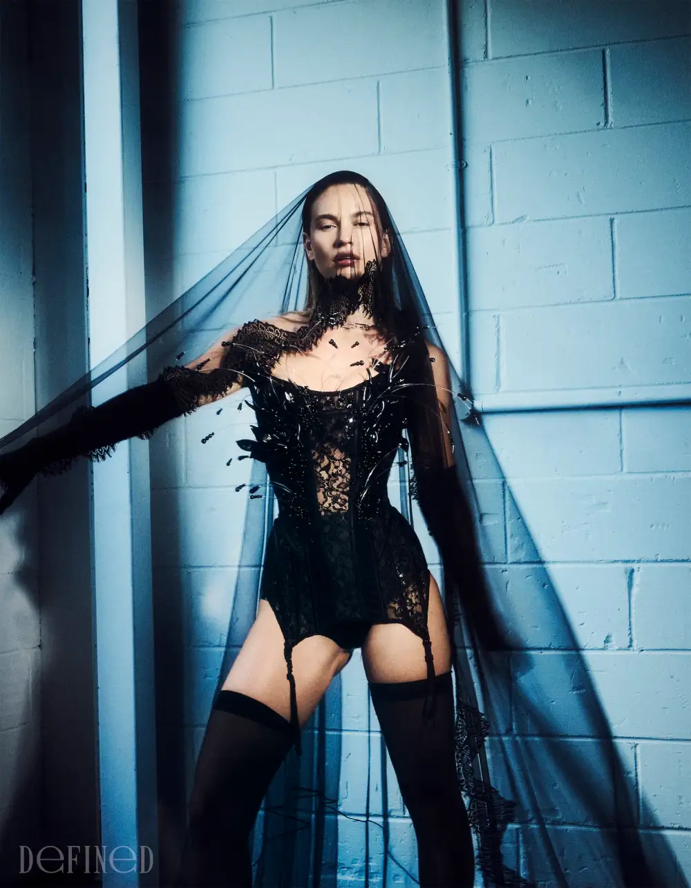 Lily James Strips Down to Lingerie in Silk Set and Black Corset for Smoldering Magazine Cover Shoot