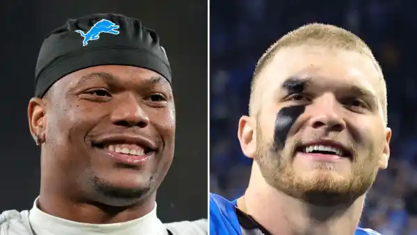 Lions David Montgomery Adorably Crashes Aidan Hutchinson Monday Night Football Press Conference