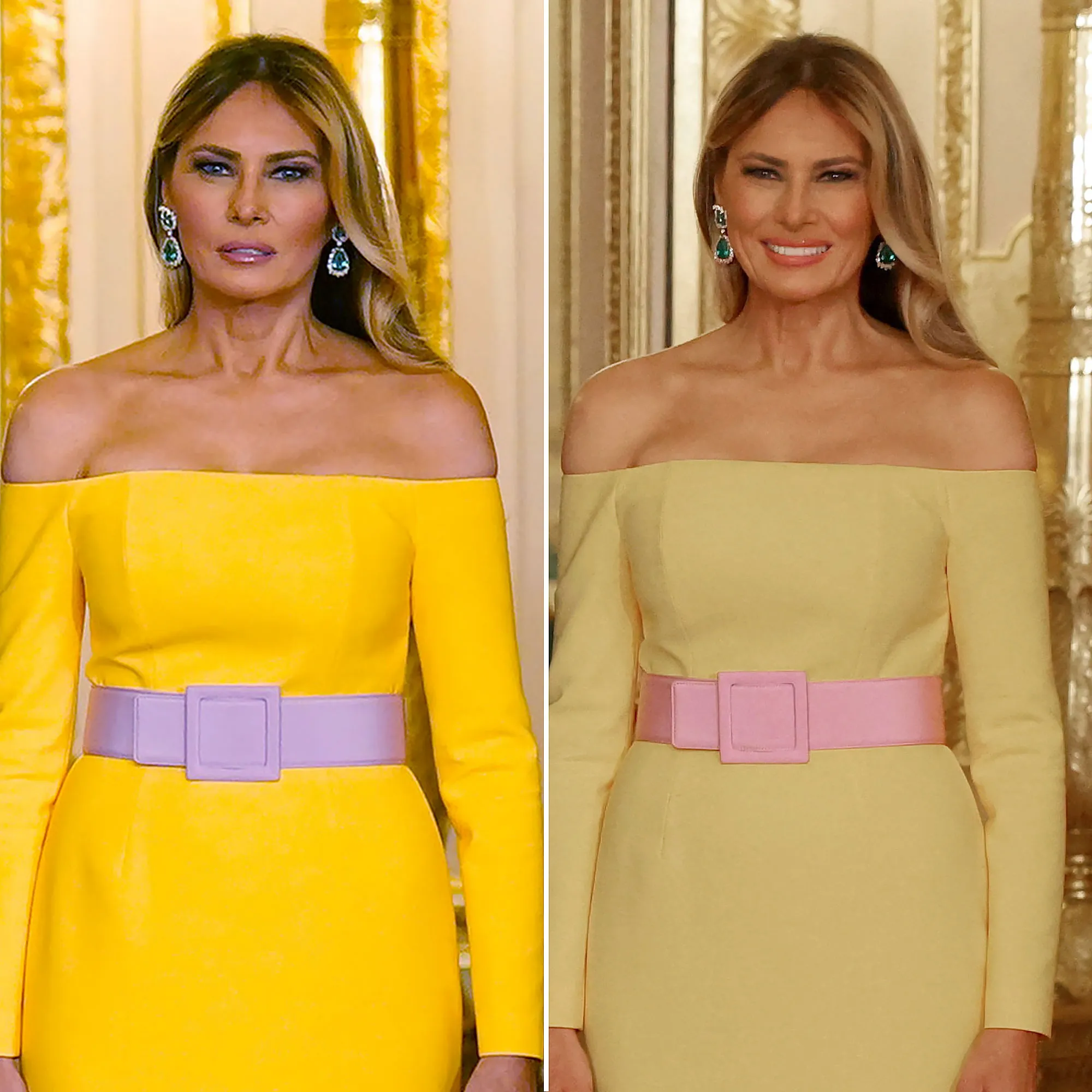 Melania Trump Dress at State Banquet Sparks Debate Over One Style Detail Pink or Purple