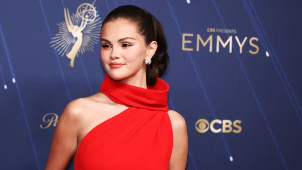 Los Angeles, CA September 14, 2025 - Selena Gomez on the red carpet at the 77th Primetime Emmy Awards at the Peacock Theater in Los Angeles, CA, Sunday, Sept. 14, 2025. (Allen J. Schaben / Los Angeles Times via Getty Images)
