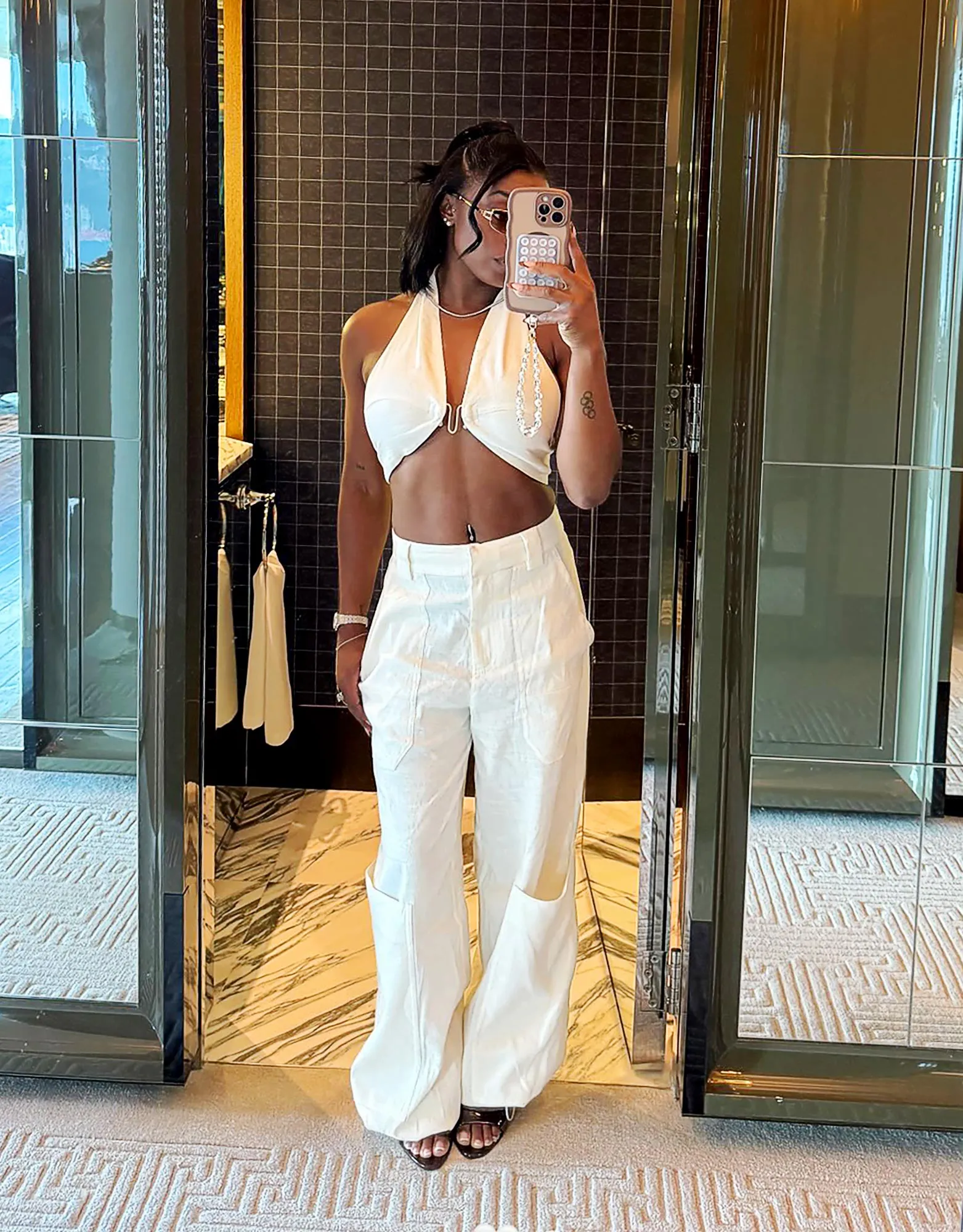 Simone Biles Is Fresh in an Ab Baring Ensemble 015
