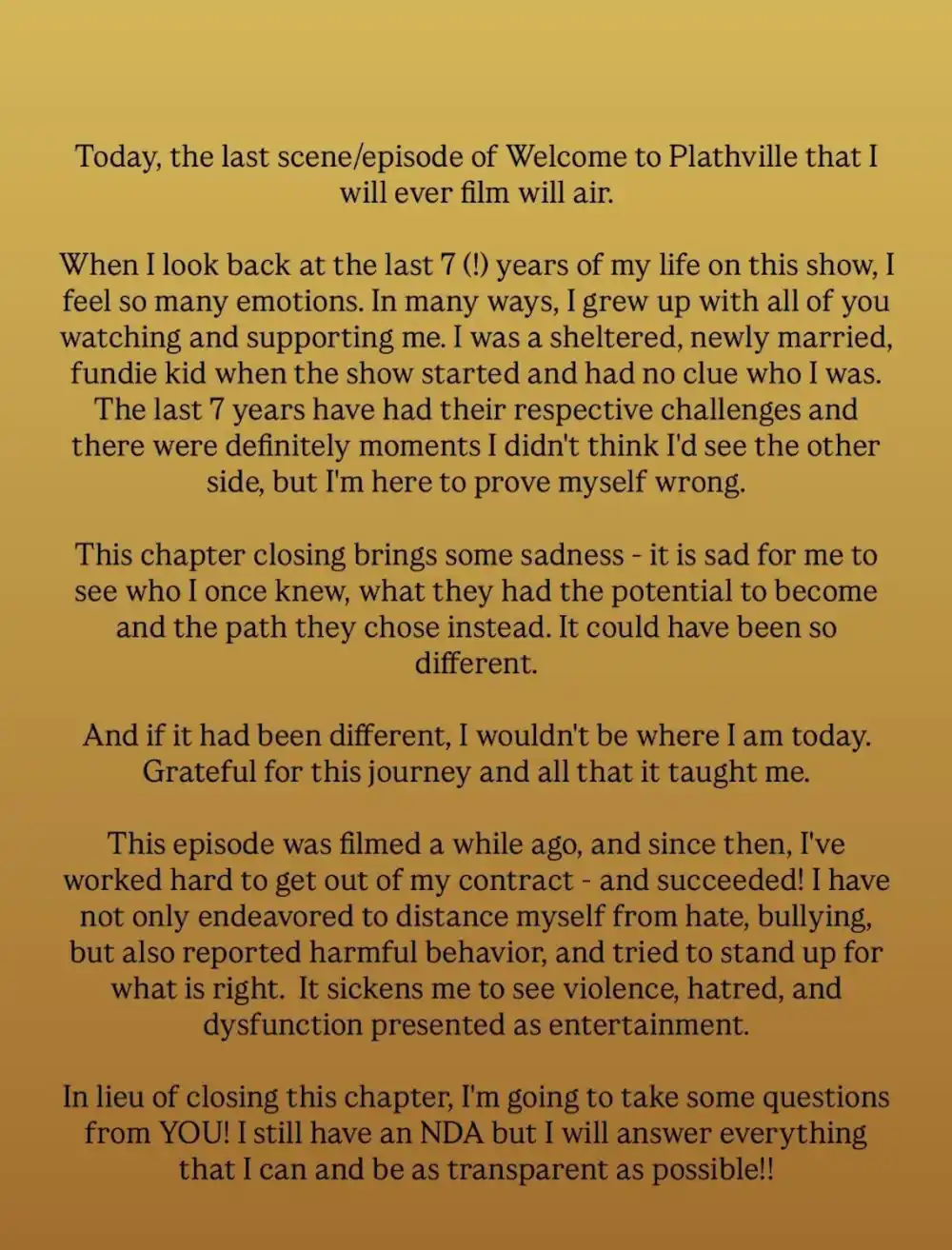 Welcome to Plathville Olivia Contract