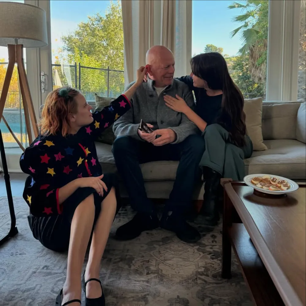 Bruce Willis Laughs With Daughters Tallulah and Scout in Rare Family Photo