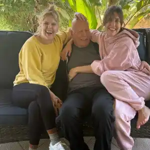 Bruce Willis Laughs With Daughters Tallulah and Scout in Rare Family Photo
