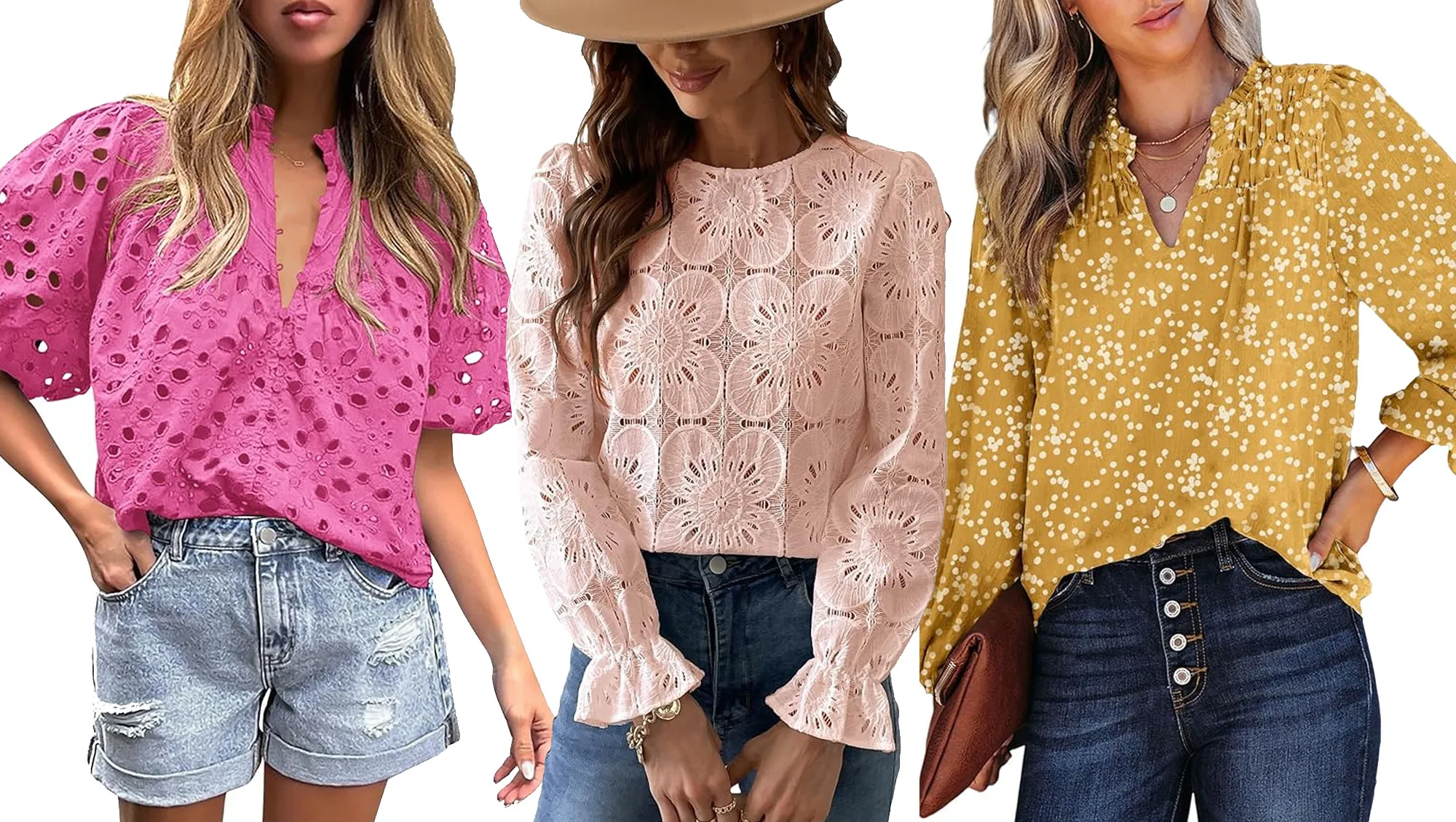 pink and yellow Amazon blouses