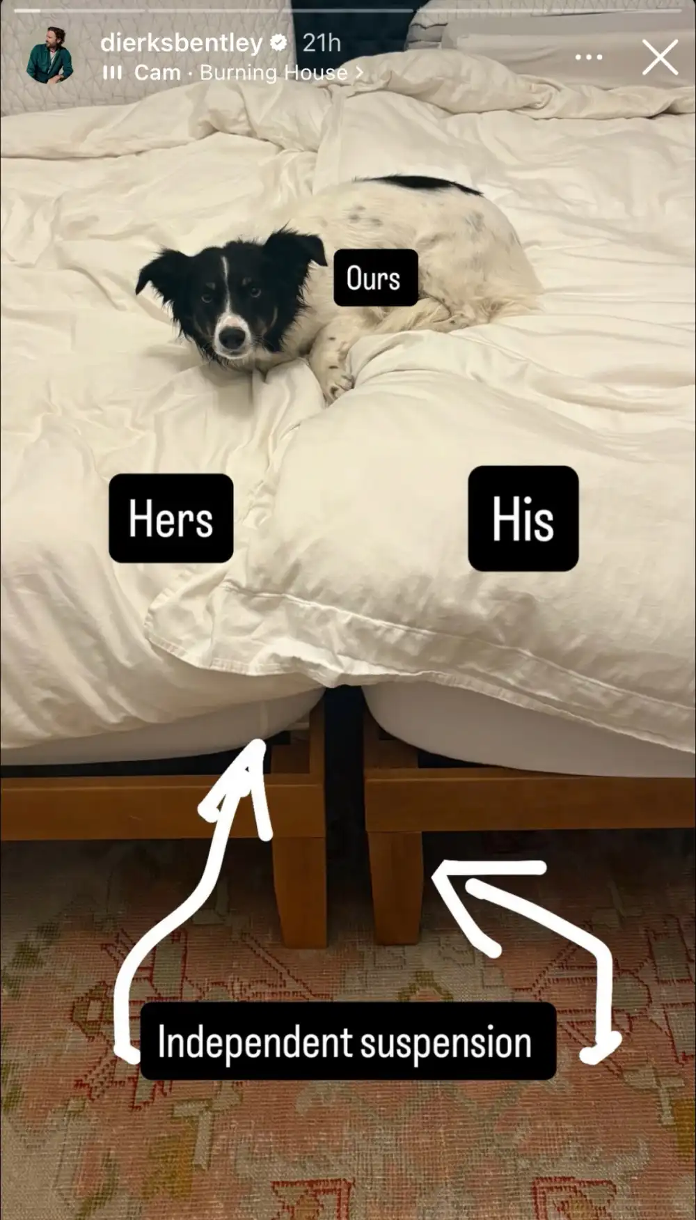 Dierks Bentley Clarifies Sleeping Arrangement With Wife Cassidy By Sharing His Separate 132 Bed