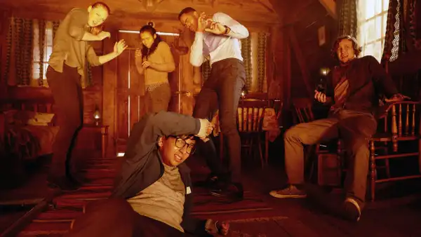 Deborah Ann Woll, Taylor Russell, Jay Ellis, Logan Miller and Nik Dodani in Escape Room