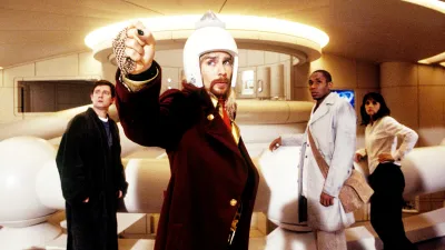 Martin Freeman, Sam Rockwell, Mos Def, Zooey Deschanel in The Hitchhiker's Guide to the Galaxy