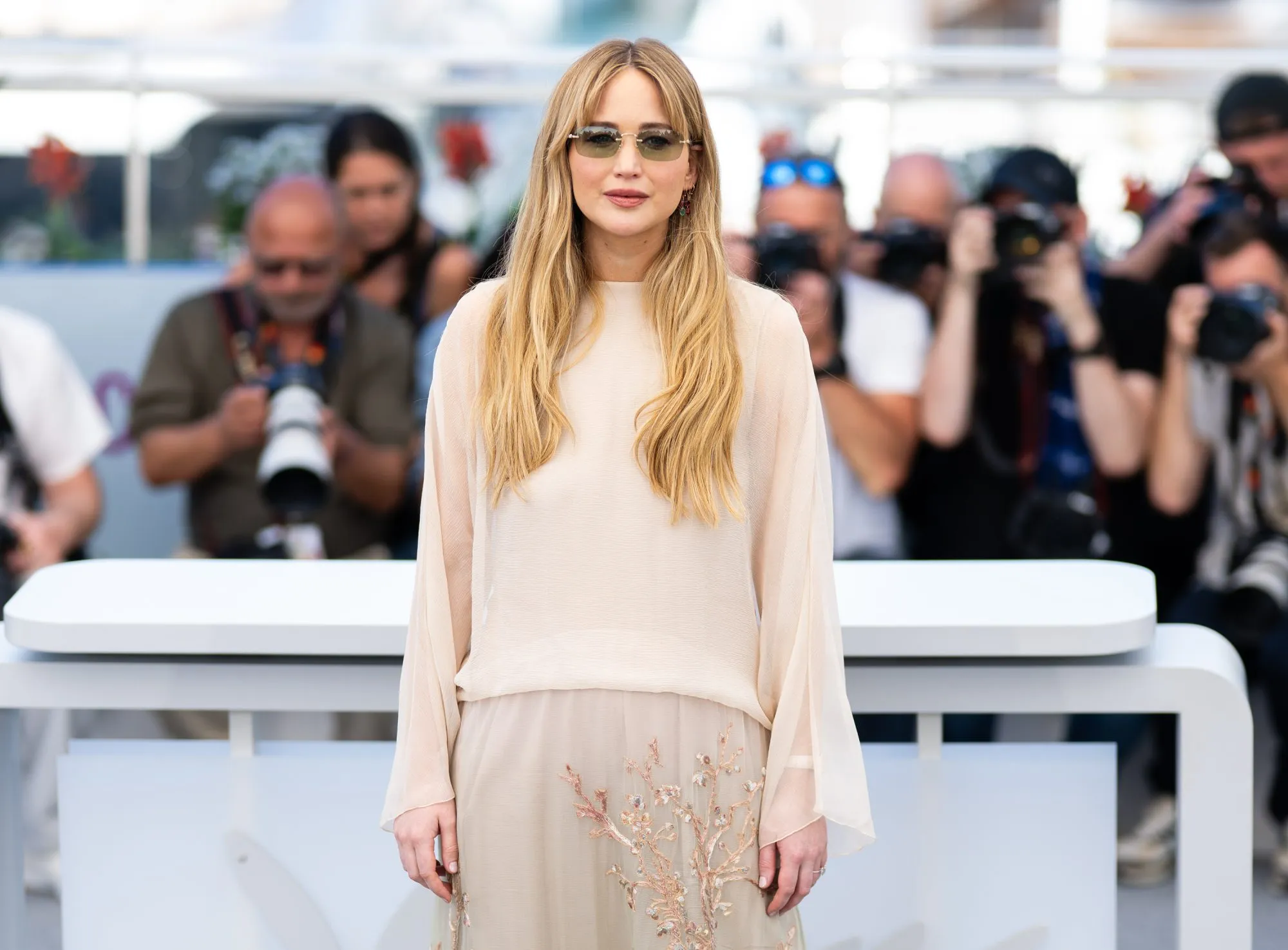 CANNES, FRANCE - MAY 18: Jennifer Lawrence during the "Die My Love" photocall at the 78th annual Cannes Film Festival at Palais des Festivals on May 18, 2025 in Cannes, France. (Photo by Samir Hussein/WireImage)