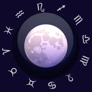 Zodiac sign and moon. Astrological horoscope. Vector illustration banner. Outer space.