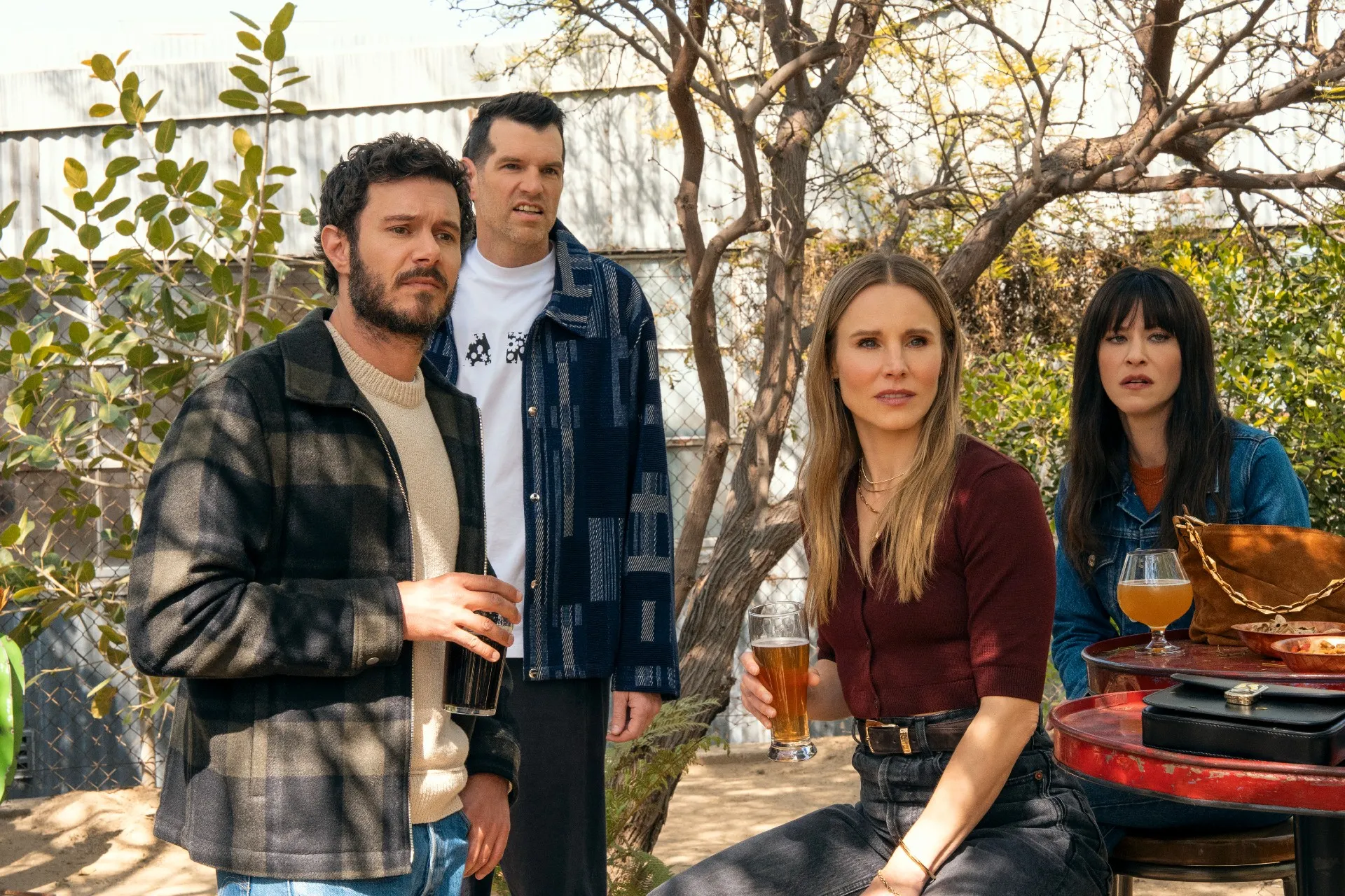 Adam Brody, Timothy Simons, Kristen Bell, Jackie Tohn in Nobody Wants This season 2