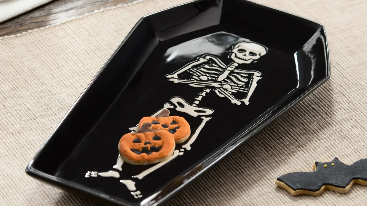 skeleton coffin serving tray