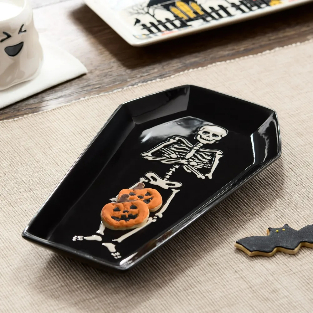 skeleton coffin serving tray