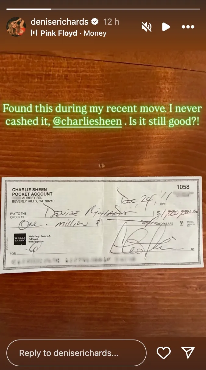 Denise Richards Denies Cashing In Charlie Sheen&rsquo;s $1 Million Check 