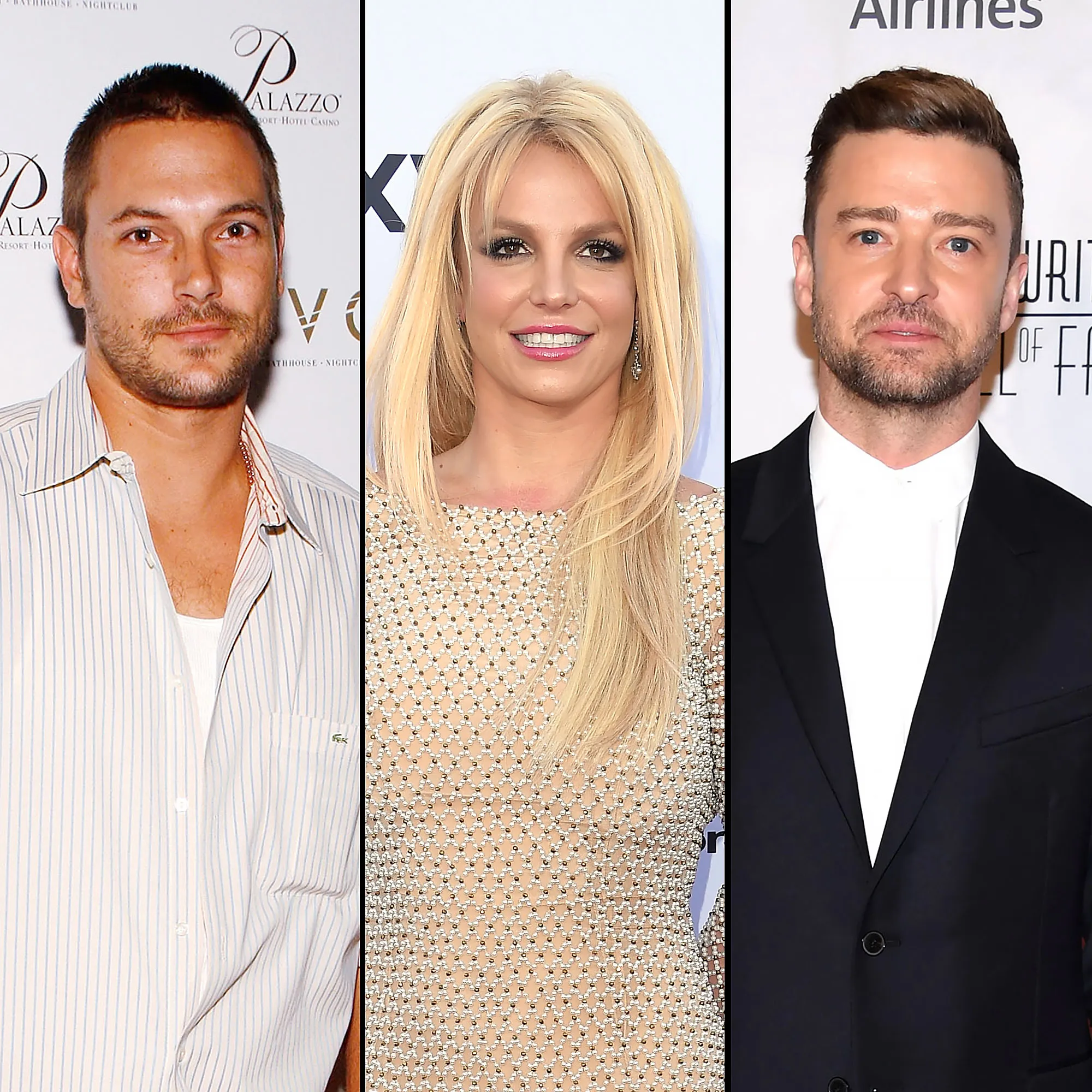 A split of Kevin Federline, Britney Spears and Justin Timberlake.
