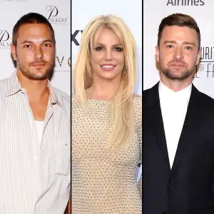 A split of Kevin Federline, Britney Spears and Justin Timberlake.