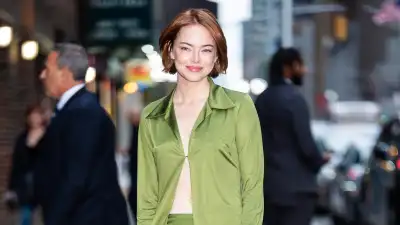 Emma Stone is seen in Midtown on October 22, 2025 in New York City.