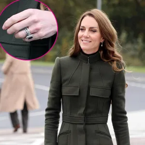 Kate Middleton Reprises Dark Green Alexander McQueen Coat While Wearing New 5 Ring Stack in Ireland GettyImages 2240990006 2240992278