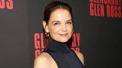 NEW YORK, NEW YORK - MARCH 31: Katie Holmes poses at the opening night of David Mamet's "Glengarry Glen Ross" at The Palace Theatre on March 31, 2025 in New York City. (Photo by Bruce Glikas/WireImage)
