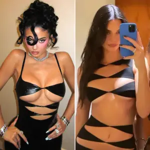Kylie Jenner Rocks Latex Dress With Extreme Cutouts in a Look Fans Are Comparing to Kendall s Controversial Wedding Guest Outfit 005