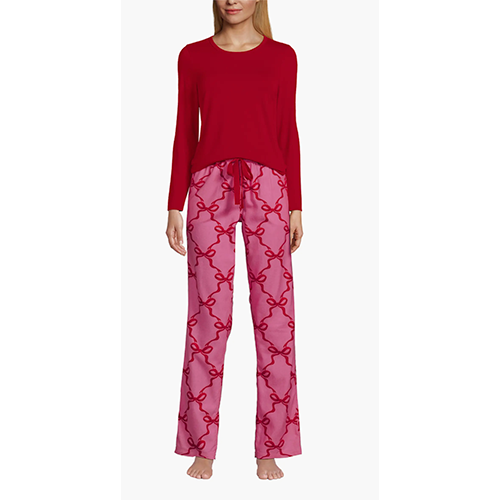 LANDS&rsquo; END PAJAMA KNIT LONG SLEEVE PAJAMA SET