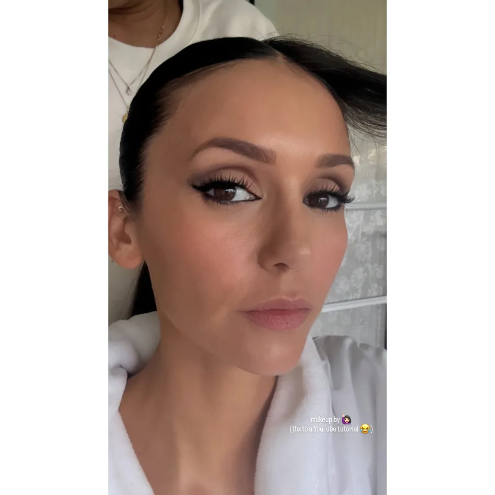Nina Dobrev Shares That She Did Her Own Makeup in Latest Thirst Trap After Watching a Tutorial