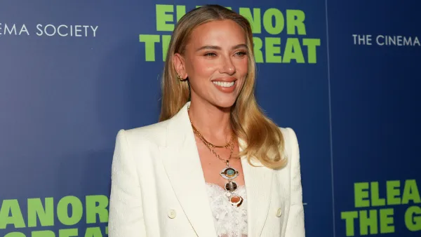 Scarlett Johansson at the Sony Pictures Classics and The Cinema Society's special screening of "Eleanor the Great" held at Village East by Angelika on September 24, 2025 in New York, New York. (Photo by Adela Loconte/Variety via Getty Images)