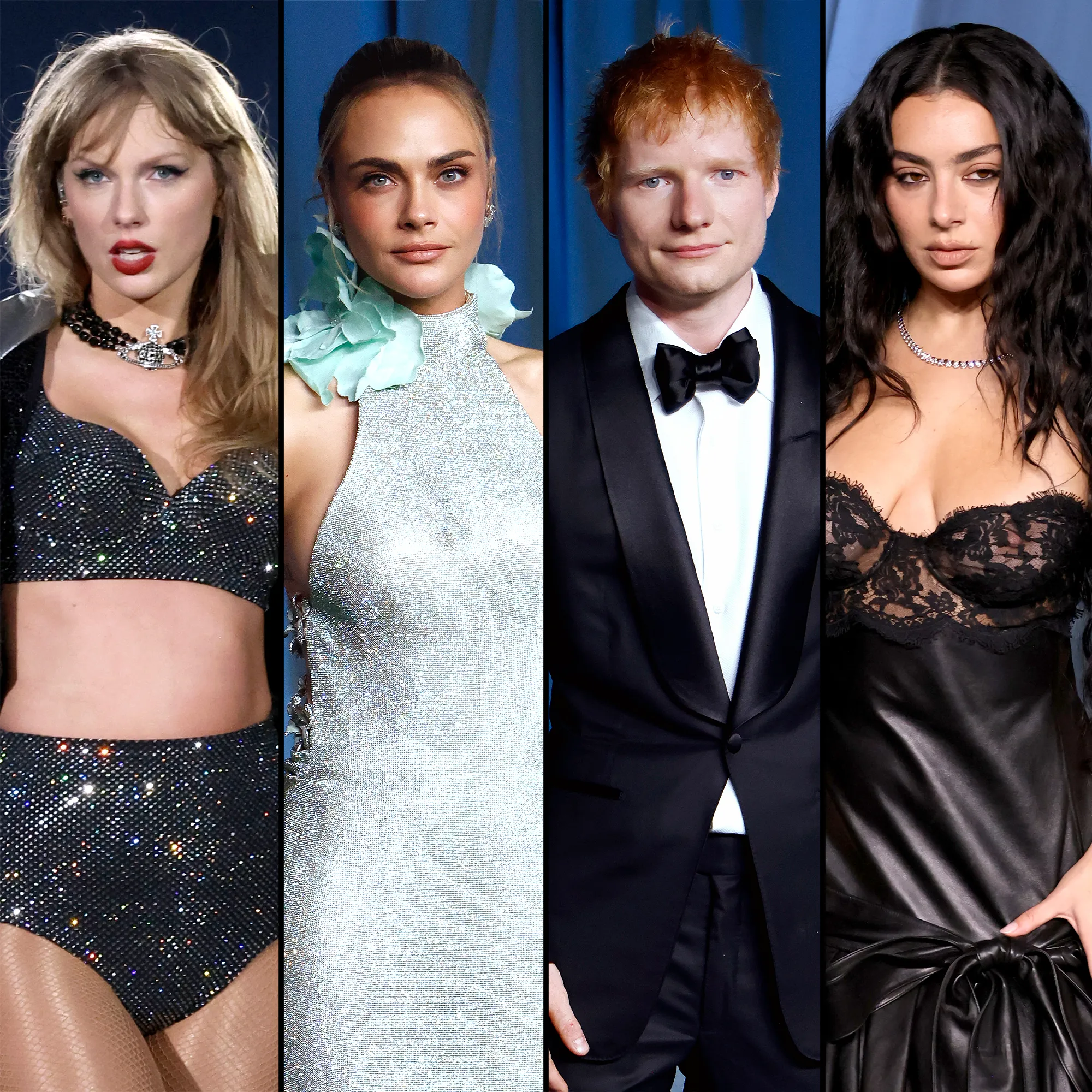 Taylor Swift s Friends Cara Delevingne Ed Sheeran Pose With Charli XCX After Actually Romantic Diss