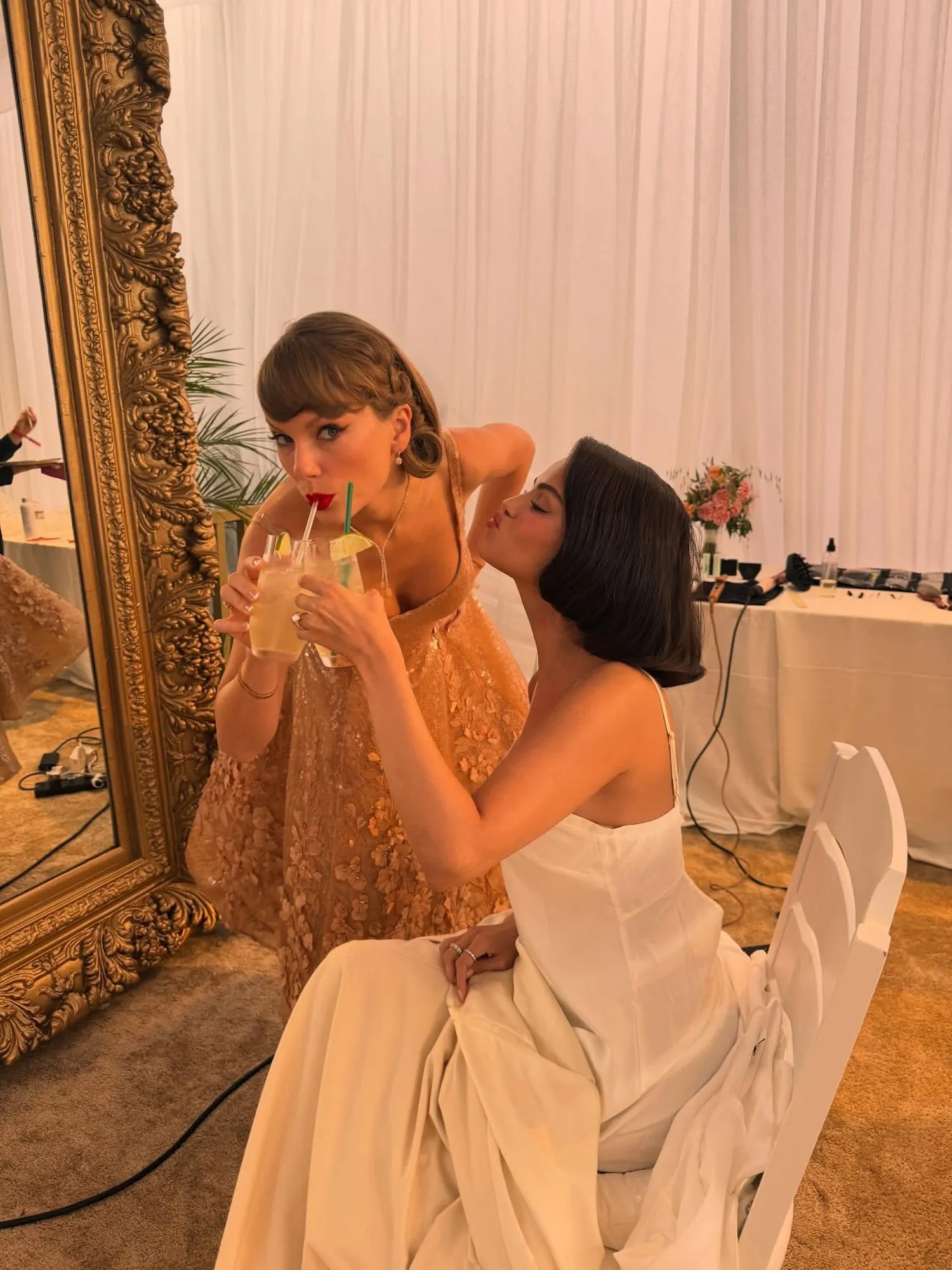 Taylor Swiftns Oscar de la Renta Gown at Selena Gomez s Wedding Revealed Blessed to Have You by My Side