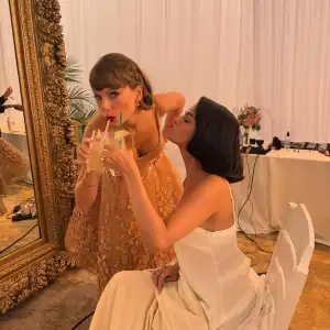 Taylor Swiftns Oscar de la Renta Gown at Selena Gomez s Wedding Revealed Blessed to Have You by My Side