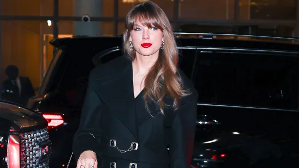 NEW YORK, NEW YORK - JANUARY 17: Taylor Swift is seen arriving to Nobu Downtown in Financial District on January 17, 2025 in New York City. (Photo by Aeon/GC Images)