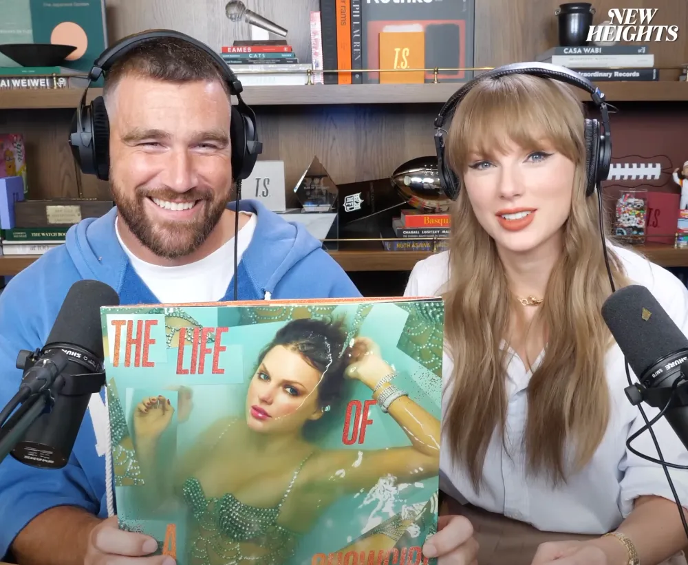 Travis Kelce and Taylor Swift on "New Heights"