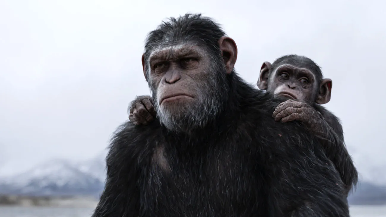 Caesar and his son in War for the Planet of the Apes