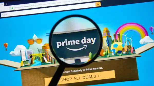 MONTREAL, CANADA - JUNE 9, 2019 : Amazon prime day page on official amazon site under magnifying glass. Amazon Prime Day is the retailer's big members-only summer sale in month of July each year.; Shutterstock ID 1419761333; purchase_order: -; job: -; client: -; other: -