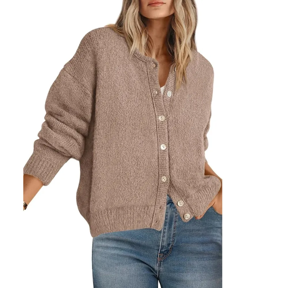 Prettygarden Crewneck Cardigan Sweater