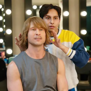 Glen Powell, Frankie A. Rodriguez in Chad Powers