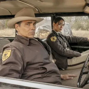 Zahn McClarnon and Jessica Matten in Dark Winds season 2