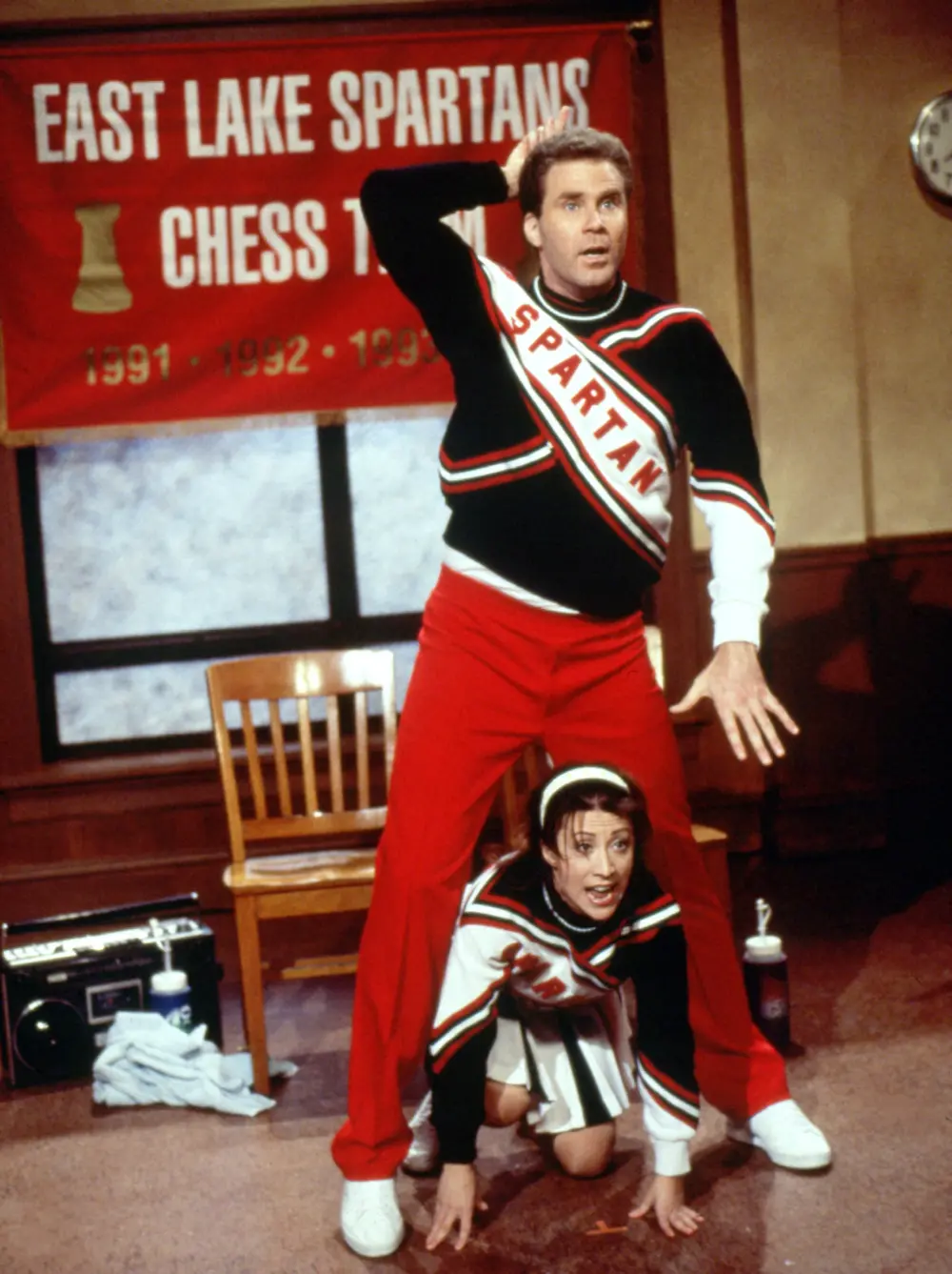 SATURDAY NIGHT LIVE, Will Ferrell, Cheri Oteri in 'Spartan Cheerleaders' sketch, (1996-Season 21), 1