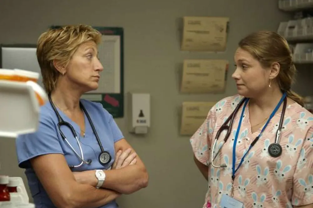 Edie Falco and Merritt Wever in Nurse Jackie