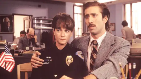 Holly Hunter and Nicolas Cage in Raising Arizona