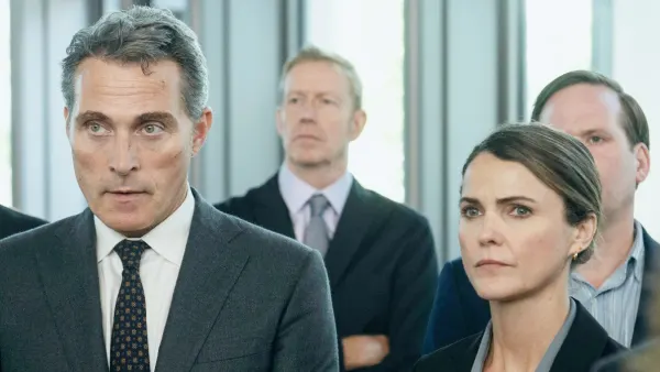 Rufus Sewell and Keri Russell in The Diplomat season 3
