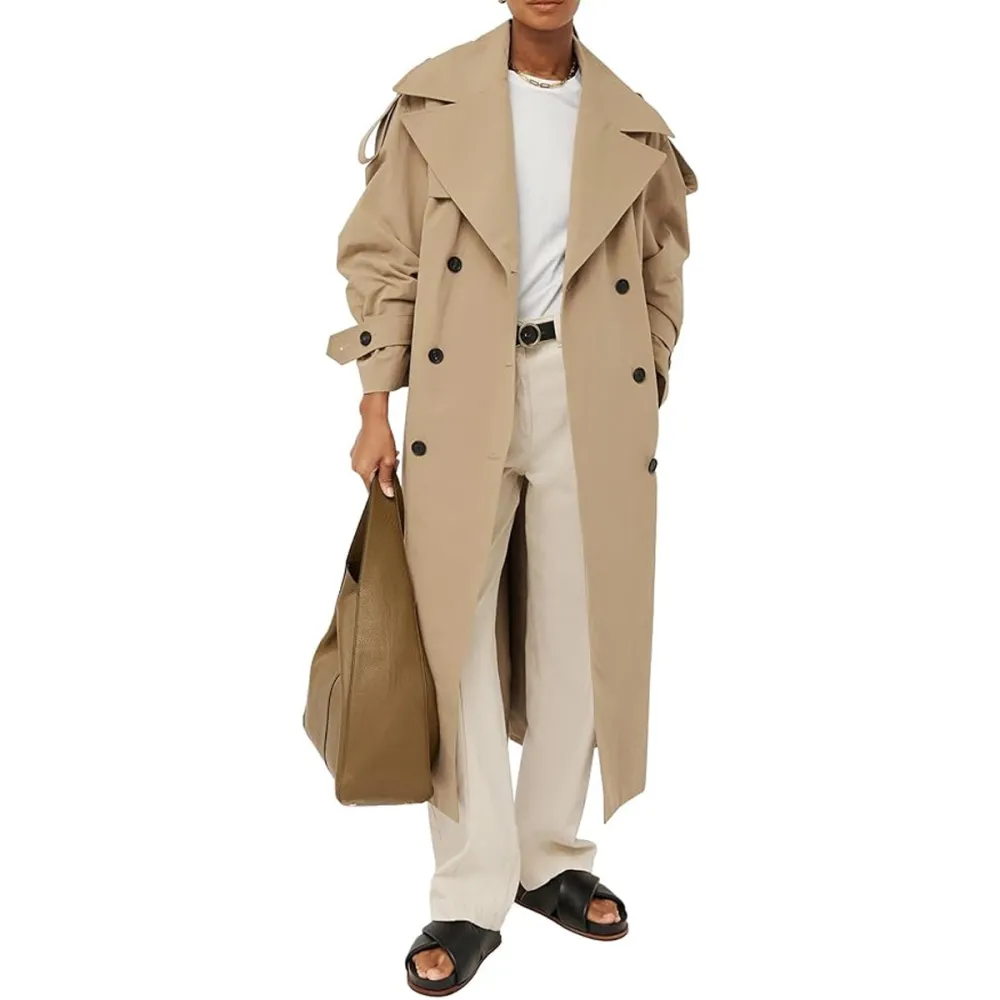 Farktop Double Breasted Trench Coat
