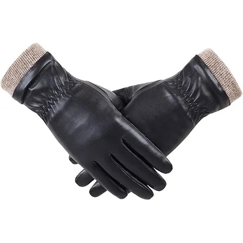 Redess Fleece-Lined Leather Touchscreen Gloves