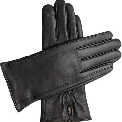 Downholme Touchscreen Leather Cashmere Lined Gloves