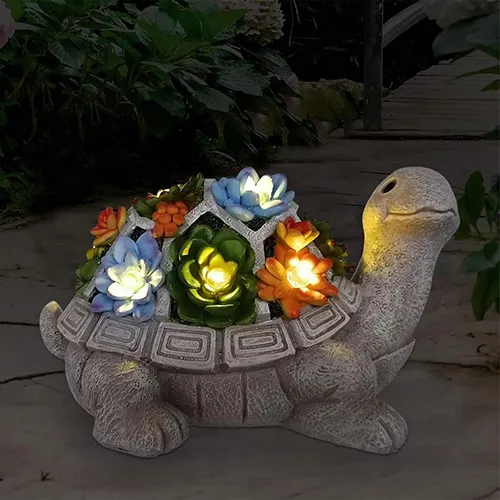 Turtle with Succulent Outdoor Light