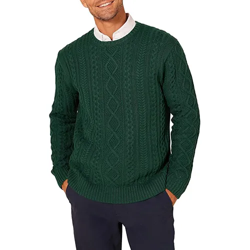 100% Cotton Cable Crewneck Sweater