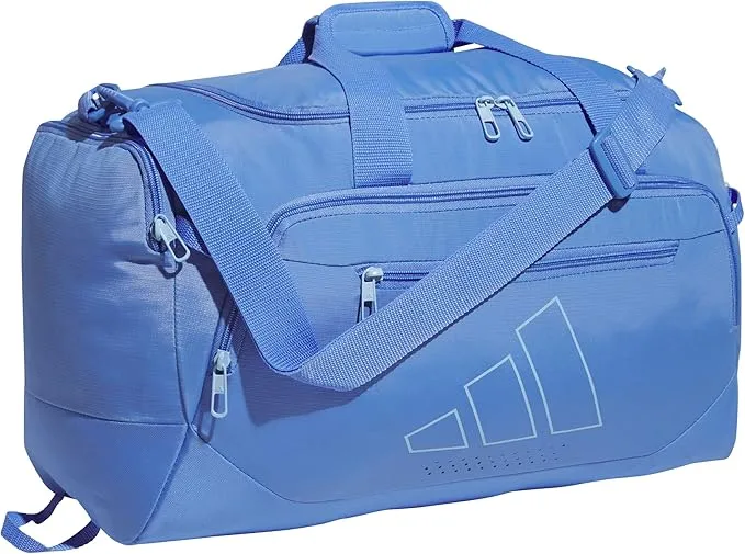Adidas Defender 5.0 Duffel Bag in blue with white logo.