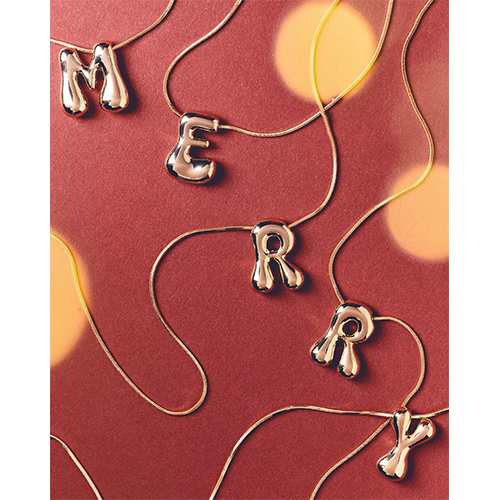 Anthropologie Bubble Letter Monogram Necklace
