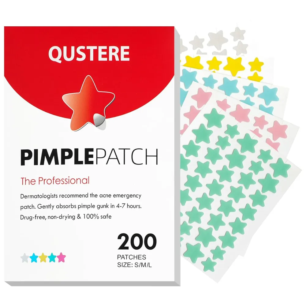 Star-shaped pimple patches in assorted colorful designs.