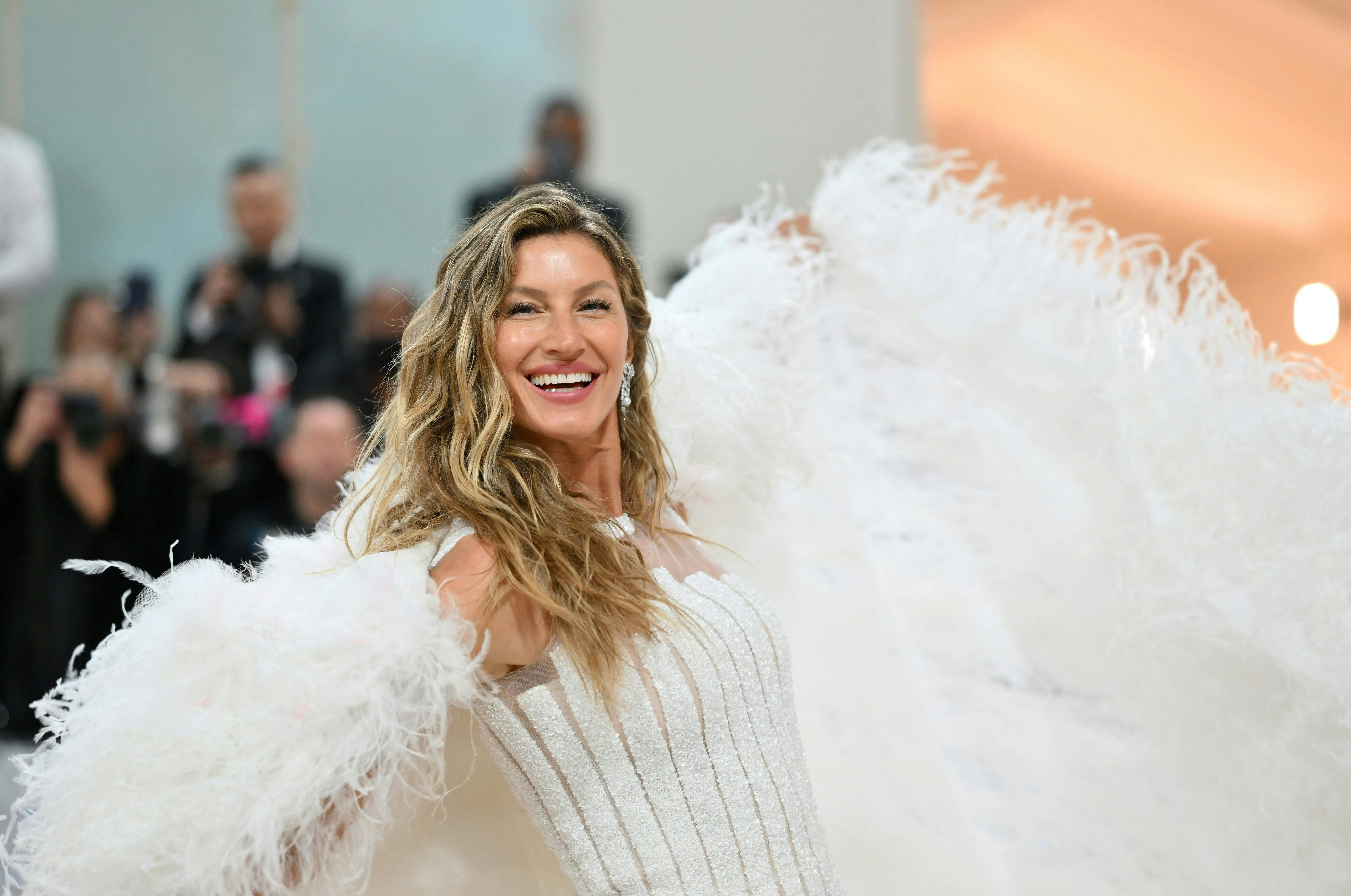 Brazilian model Gisele Bundchen arrives for the 2023 Met Gala at the Metropolitan Museum of Art on May 1, 2023, in New York. - The Gala raises money for the Metropolitan Museum of Art's Costume Institute. The Gala's 2023 theme is "Karl Lagerfeld: A Line of Beauty."